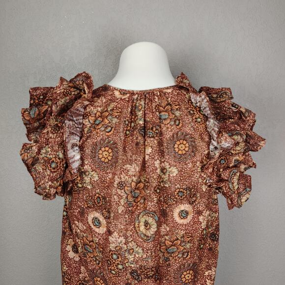 Ulla Johnson Ruffle Sleeveless Floral Elisa In Rosebud Top Size 2 - Picture 11 of 16